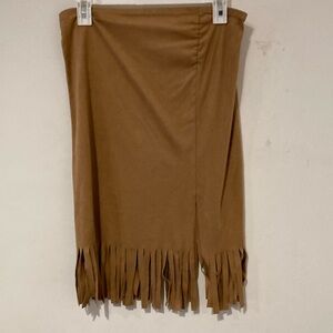 Vintage Suede Feel Fringe Skirt with side slit. Excellent pre~loved condition